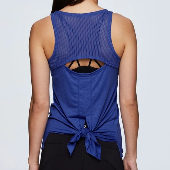 Set of 3 RBX mesh cut back tie tank tops, size M, blue pink black - Picture 4 of 5